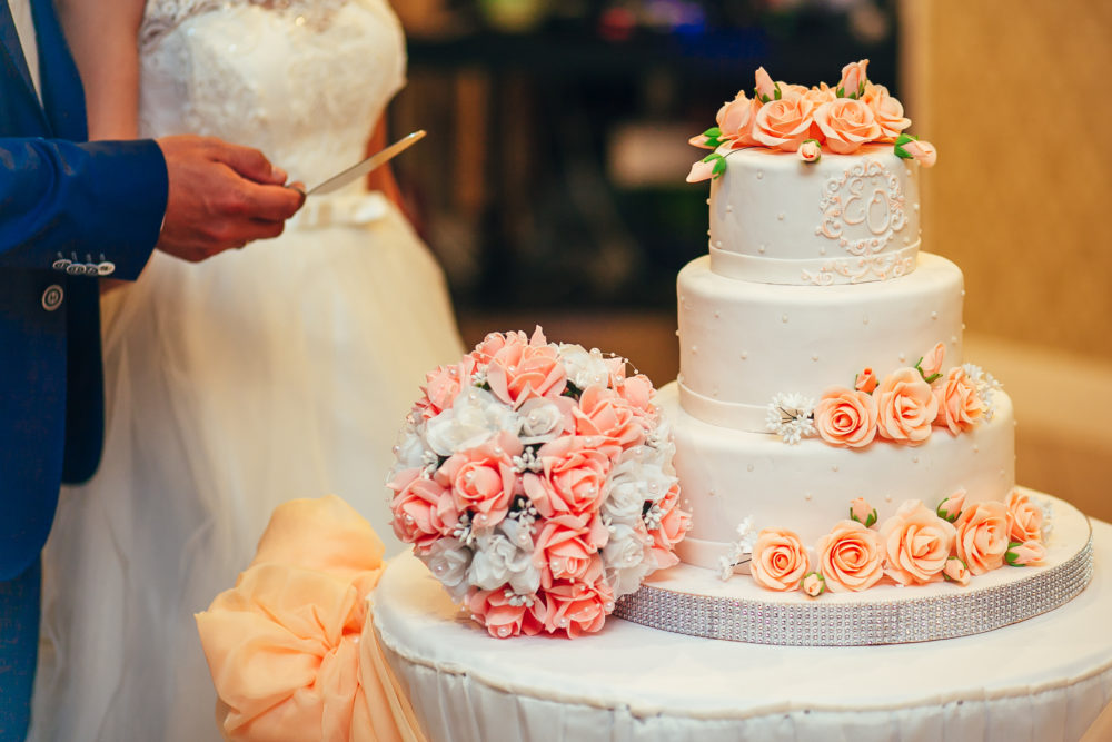 Probeessen Hochzeitstorte Anschnitt